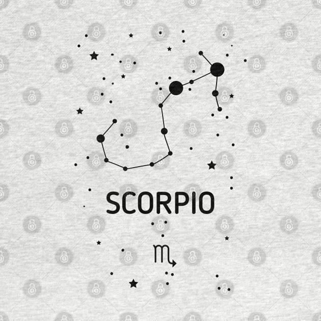 Scorpio Zodiac Sign Constellation (Black Print) by The Cosmic Pharmacist